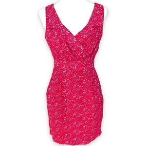 🍀Bcbgeneration Women's Pink White Key Hole Collared V Neck Sheath Dress Size 4